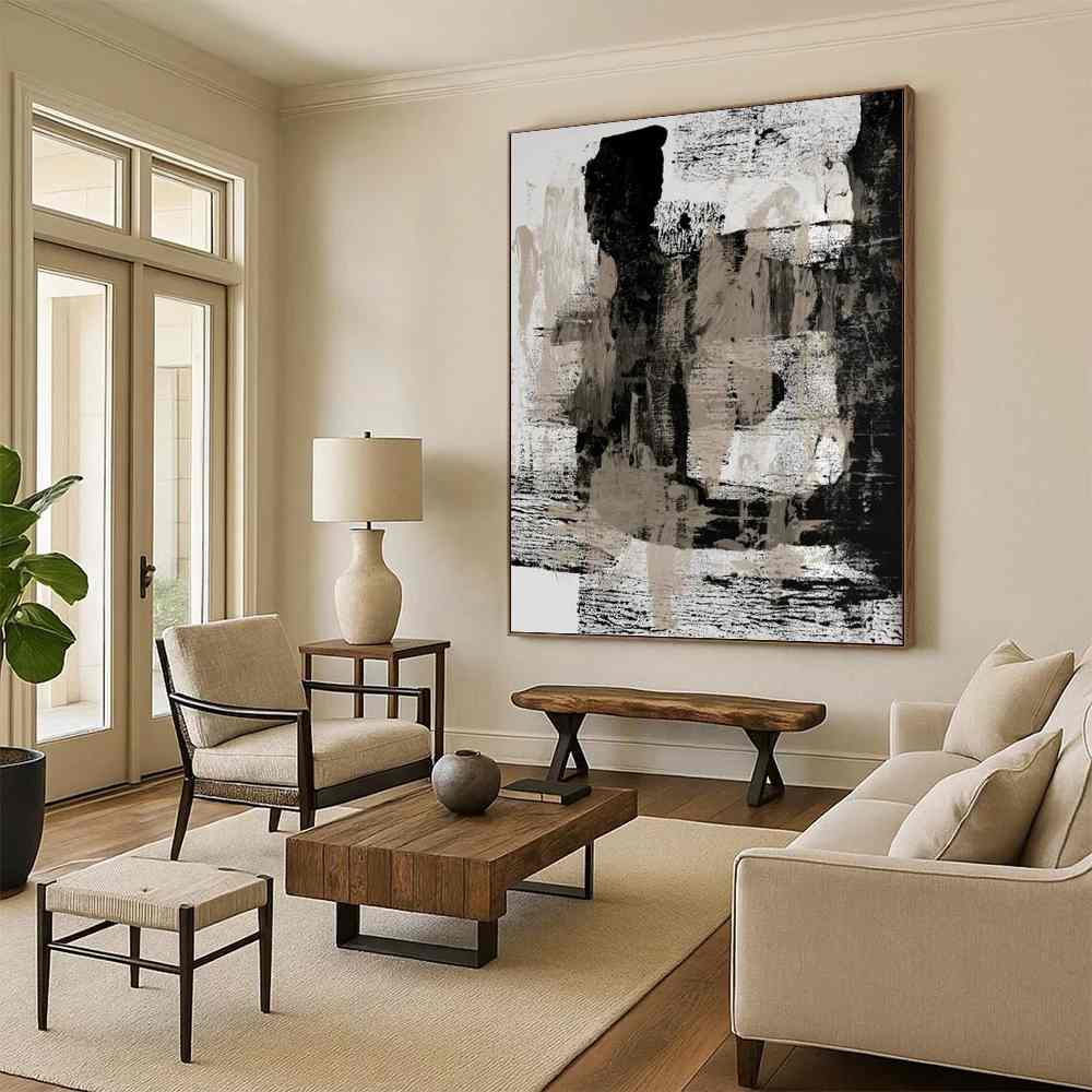 Painting Original Blue Scenic Soft Abstract Canvas Wall Art R2EF3